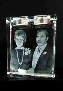 Crystal Candle featuring a couple's anniversary photo