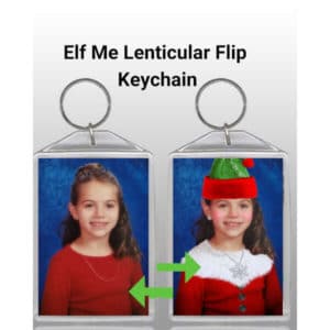 Lenticular Elf Flip Keychain