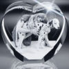 Heart shaped Photo Crystal featuring a woman hugging a dog