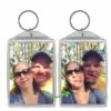 Lenticular flip keychain of goofy couple photos