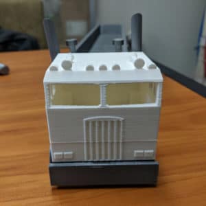 Front view of a custom 3D printed truck