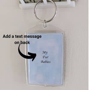 Flip keychain with message on back